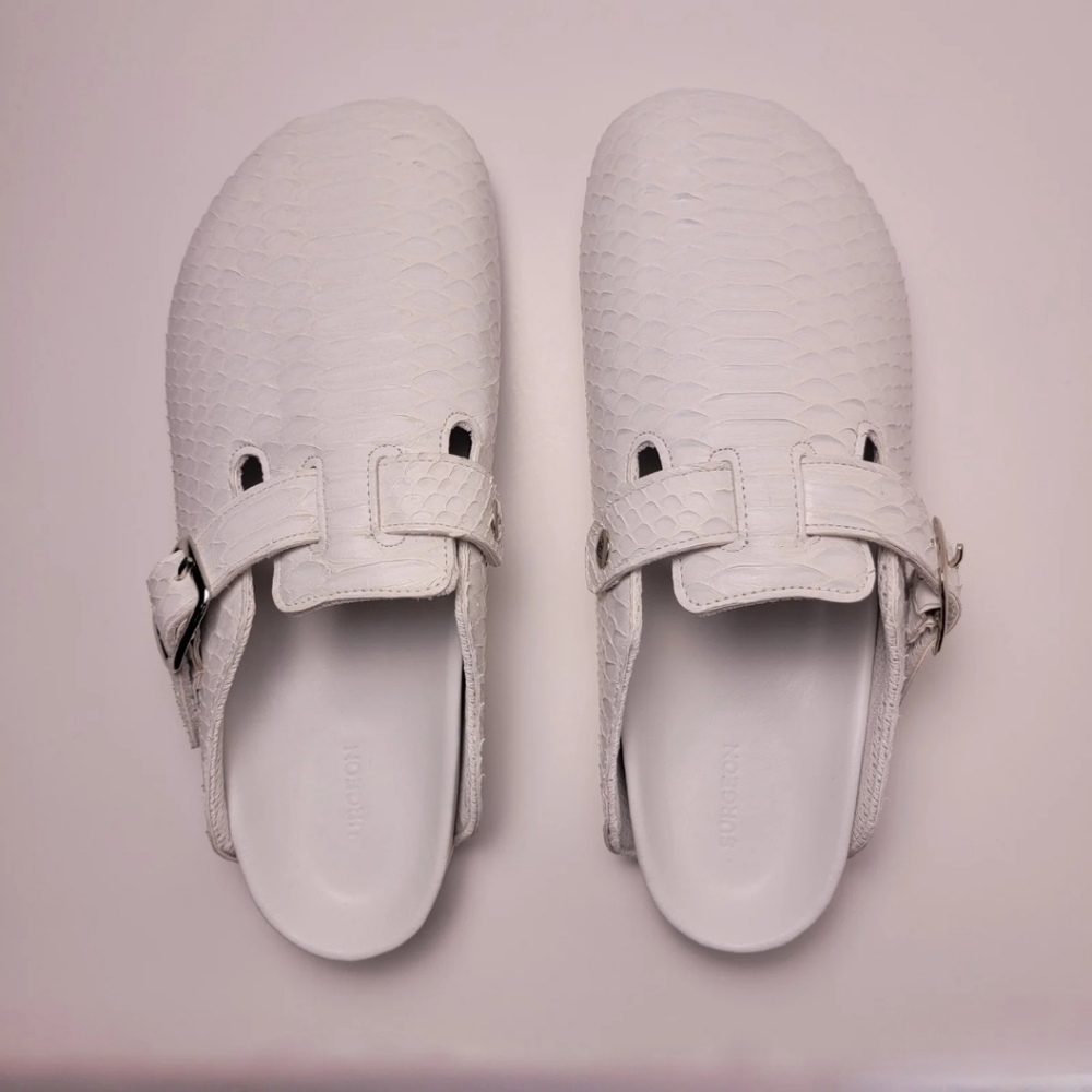 The Shoe Surgeon White Python Luxe Mule Men's 10 / Women's 11.5 - Picture 12 of 14